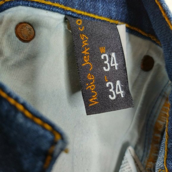 Nudie Jeans Men's Size 34X34 (32X31) Straight Leg Button Fly Blue - Picture 5 of 8